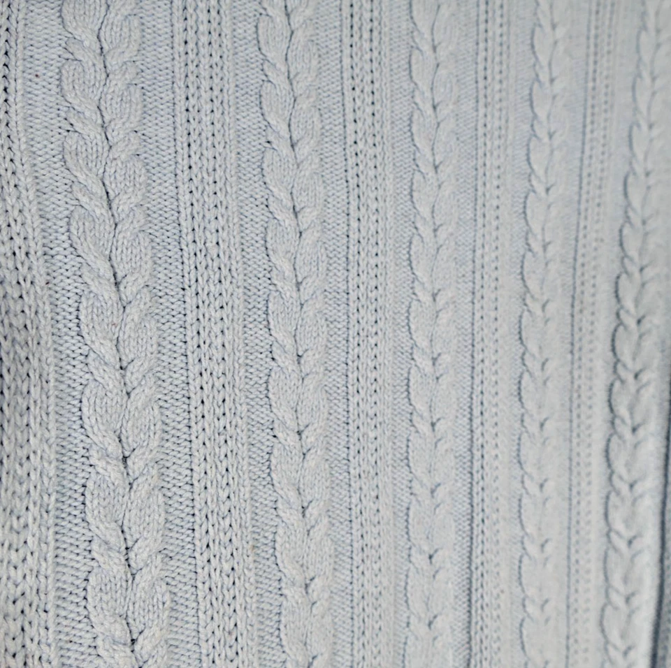 Suéter De Colección Express Para Mujer Y2K Grueso Tejido con Cable Cuello Alto Talla L Azul Preppy Foto 3 de 4