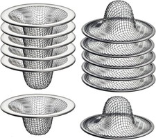 12 Pack - 2.125" Top / 1" Basket- Mesh Sink Drain Strainer Hair Silver