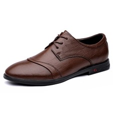 Men's Dress Oxford Shoes Low-top Lace Up Cow Leather Round Toe Business Shoes