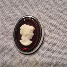 Vintage White On Red 3/4" Cameo Made In Italt Pendant