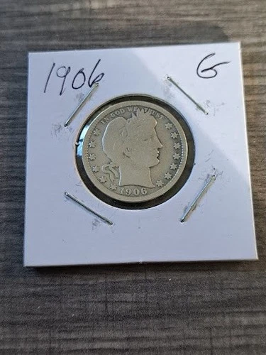 1906 and 1907o Silver Barber Quarter US Type 25c 2-Coin Lot Circulated