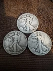 (3) Walking Liberty Half Dollars 1941-D 1942-D, 1943-D. No Reserve/ 3 Day Auct