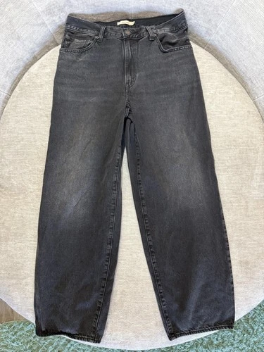 Levis Premium Baggy Dad Jeans Womens 30 Black High Rise Relaxed W30 L32