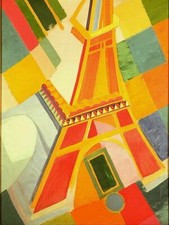 Robert Delaunay Vintage French Abstract Art CANVAS PRINT Eiffel Tower 24"X16"