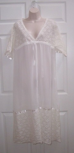 Vestido De Colección Años 60 Largo Blanco Estilo Imperio Negligeo Para Mujer Talla M/L Nuevo - Imagen 9 de 11
