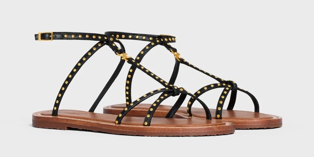 Celine — Celine Taillat Flat Sandal with Studs in Calfskin - Retail $990