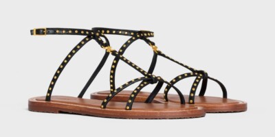 Celine Taillat Flat Sandal with Studs in Calfskin Retail $990