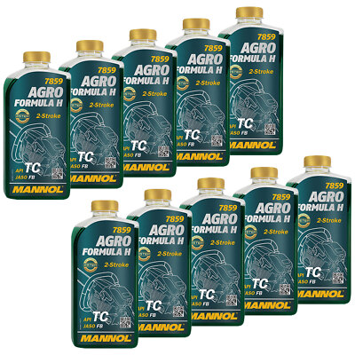 MANNOL 7859 AGRO HSQ Zweitaktöl für Kettensägenmotoren Gartentechnik 10x 1 Liter
