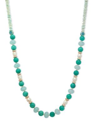 $55 Lonna & Lilly Semi Precious Blue Faux Turquoise Beaded Bright Blue Necklace