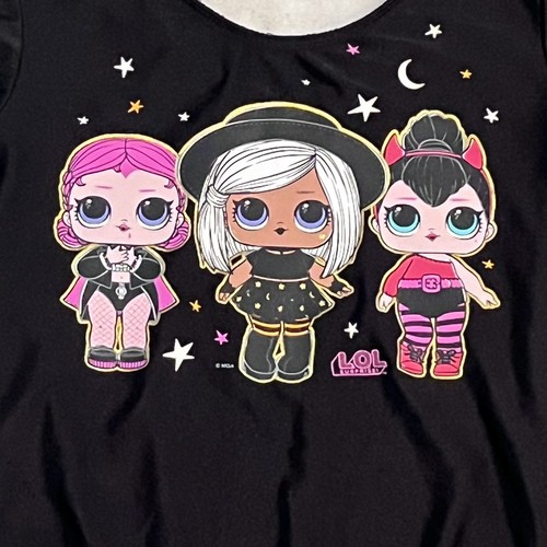 LOL Surprise Girl Sz M 7-8 Black Leotard Only Halloween Bodysuit Dance Snap Leg - Picture 3 of 8