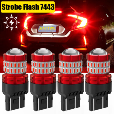 4PCS 7443 Flash Strobe Brake Tail Light For Chevy Silverado 1500 2014-2020 2021