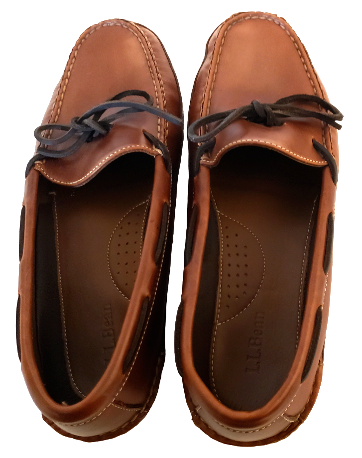 Used LL Bean Mens Size 9.5D Double Sole Leather Lined Moccasin Slip On