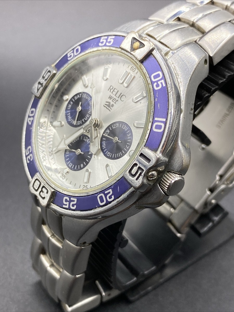 Relic Wet Watch Mens Two New Batteries All Stainless Relic Wet Watch Mens Two New Batteries All Stainless