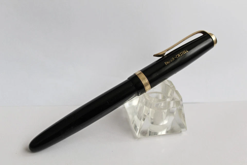 Pluma Estilográfica Vintage FABER-CASTELL 884 Negro Plumín Chapado en Oro 14KT Alemania Años 50 Foto 3 de 4