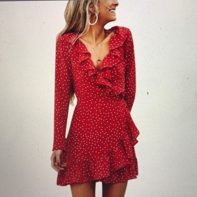 ruffle wrap dress long sleeve