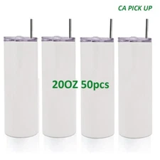 CA PICKUP-50pcs 20oz Sublimation Blank Tumbler Double Wall Vacuum Cup Bottle
