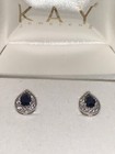 LAST 1 Kay Jewelers Sterling Silver Lab Created Blue Sapphire Tear Drop Earrings — photo 2