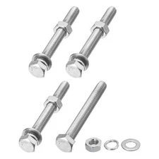 Hex Head Screws Bolts Nuts Flat & Lock Washers Kits M8-1.25x70mm 4 Set Stainl...