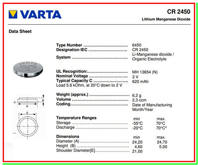 Batteria CR 2450 Varta A Litio - Foto 5
