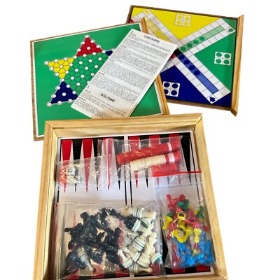VTG Lillian Vernon Magnetic Travel Board Games Wooden Case Slides Habeger Made