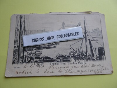 London Themse von London Bridge Postkarte ohne Marke Nr5797 verschickt Greenwich 1902