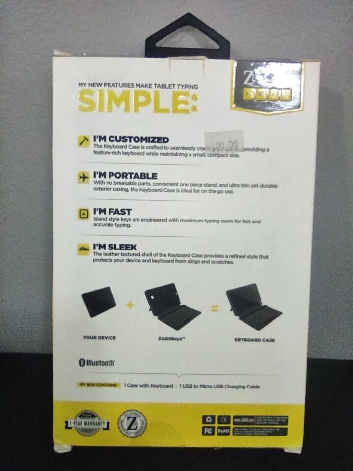 ZAGG Keys Ellipsis 7 Black Leather Tablet Keyboard Folio Case Cover, Kickstand - Image 3 of 4