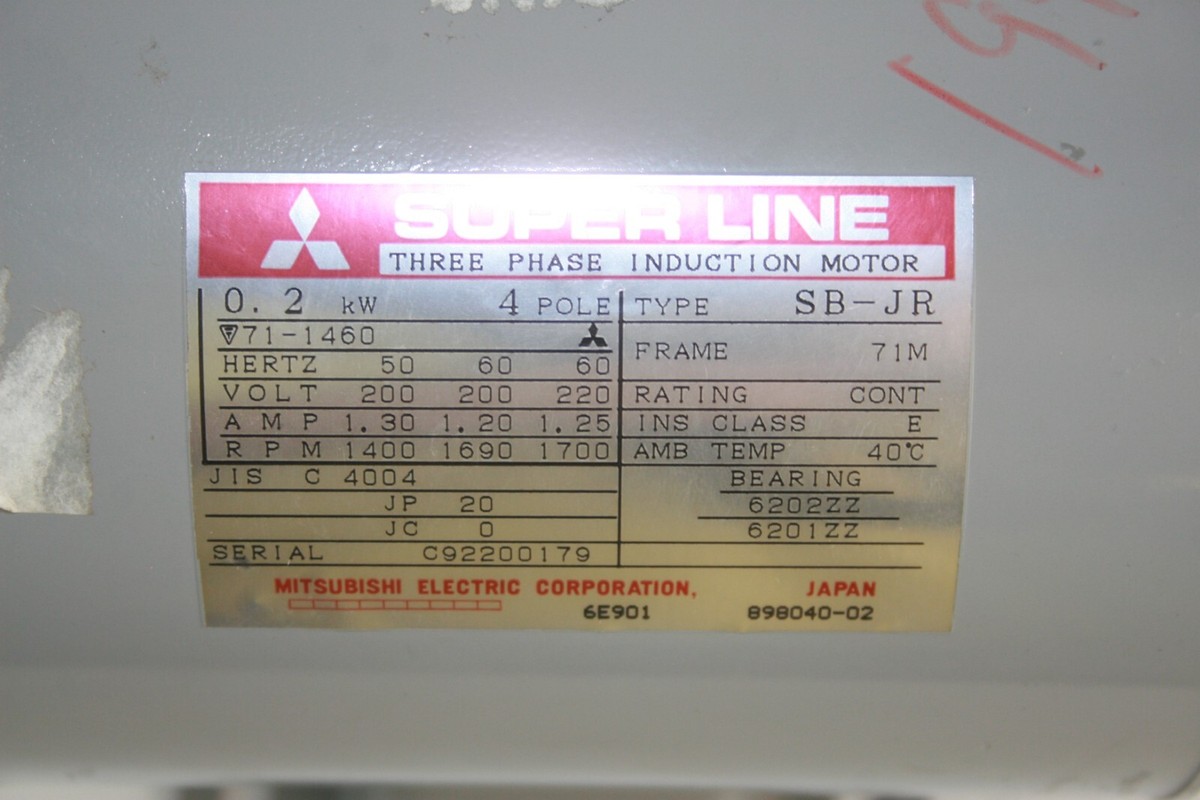 Mitsubishi Super Line Three Phase Induction Motor Type SB-JR - 50