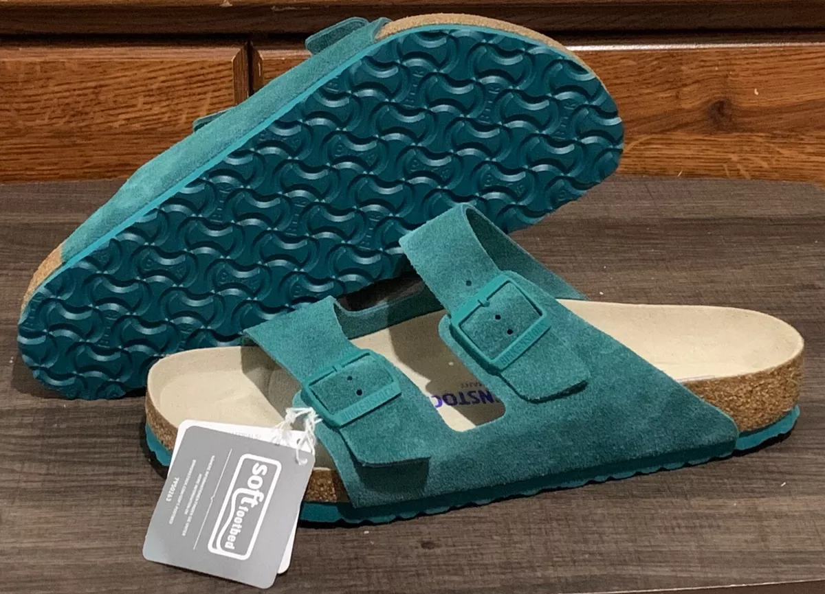 Birkenstock store teal sandals