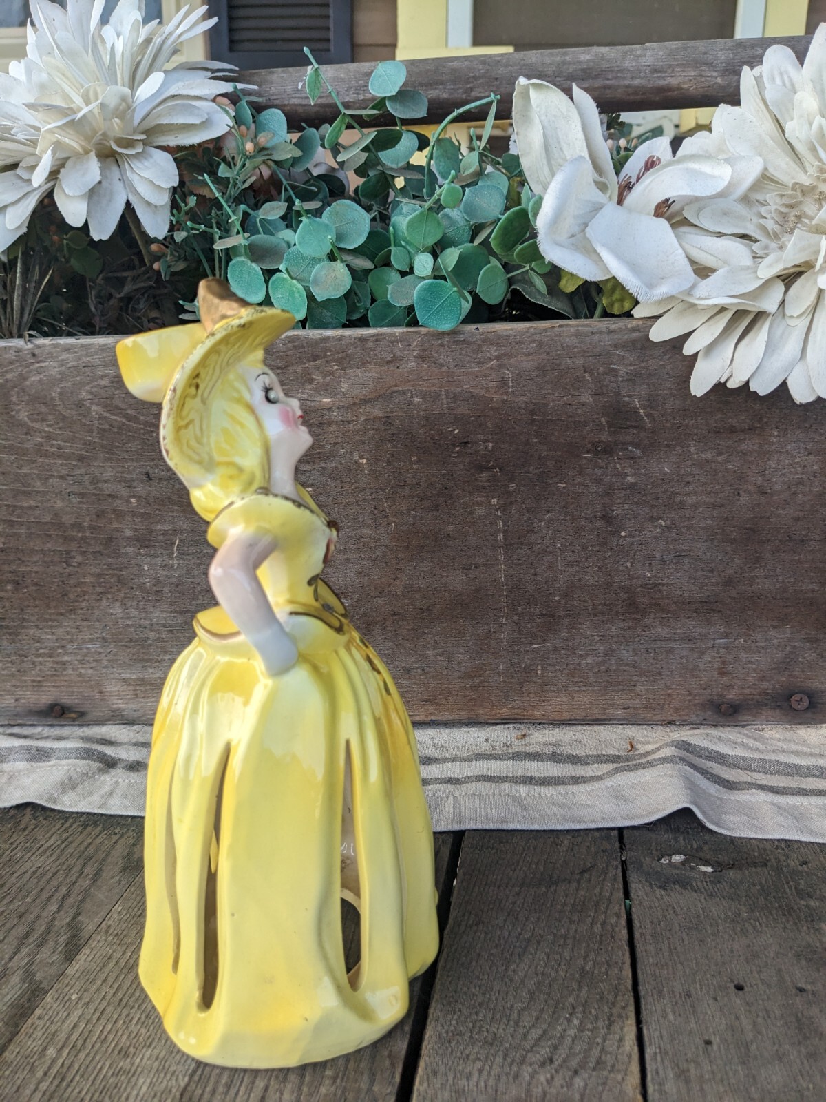 Vintage Kreiss & Company Yellow Ceramic Lady Napkin Holder eBay