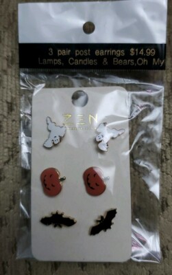 Choice of Halloween/Hair Stylist/Puppy Variety  Earrings 3 Pairs Zen Studs