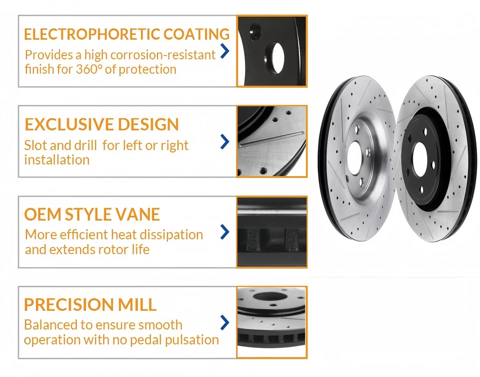 Ceramic Brake Pads Rear Drilled Rotors for 2000 2001 2002 - 2004 Toyota Avalon - Image 4 of 4