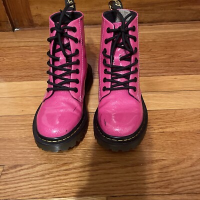 Dr Martens AW004 Luana coated glitter hot pink lace up combat