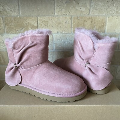 Ugg Classic Mini Twist Boot UGG Classic Mini Twist Bow Pink Suede