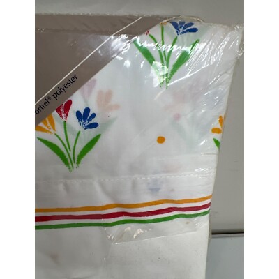 Primarily Bouquets Double Flat Sheet Registry New In Package 80s Tulip Red Blue