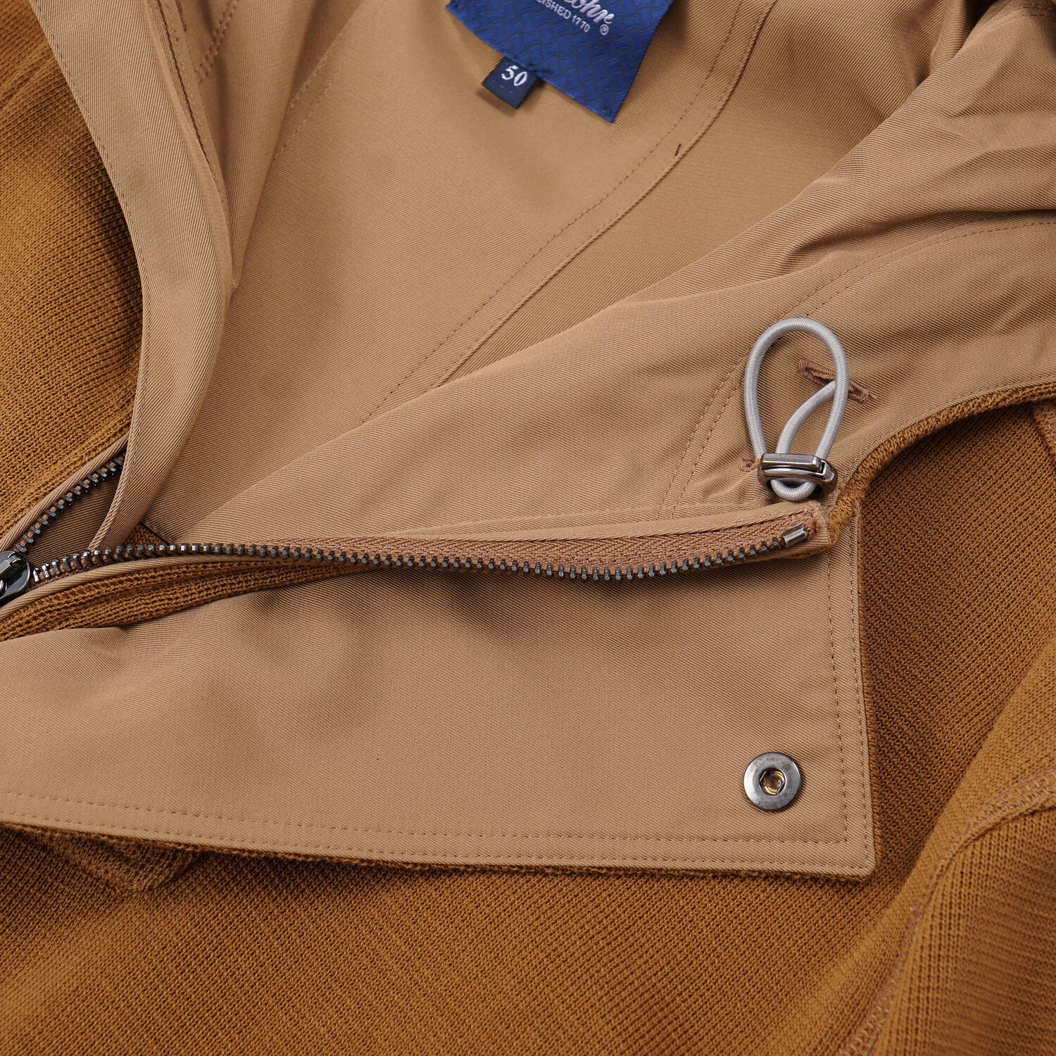 Drumohr Camel Knit Cotton Hooded Anorak Jacket with Panel Details L (Eu 50) - product detail image 4