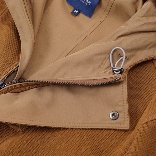 Drumohr Camel Knit Cotton Hooded Anorak Jacket with Panel Details L (Eu 50) image 4