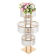 Crystal Wedding Vases Iron Flower Rack Electroplated Stand Shelf Floor Mount