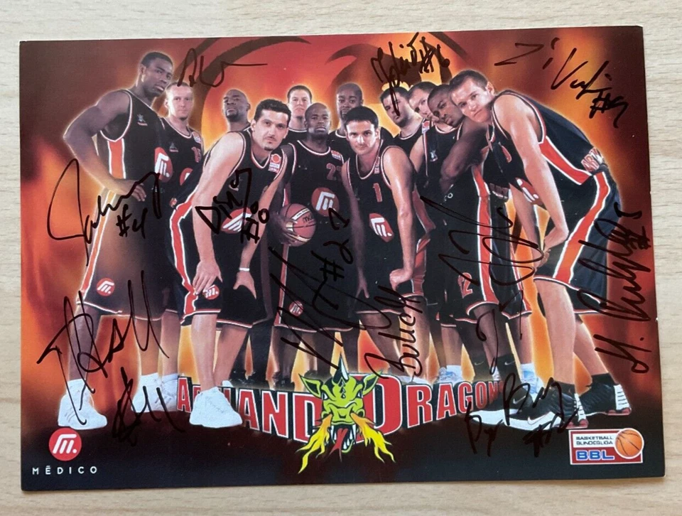 Artland Dragons Düsseldorf Autogrammkarte  mit 11 Signaturen Basketball - Bild 1 von 1