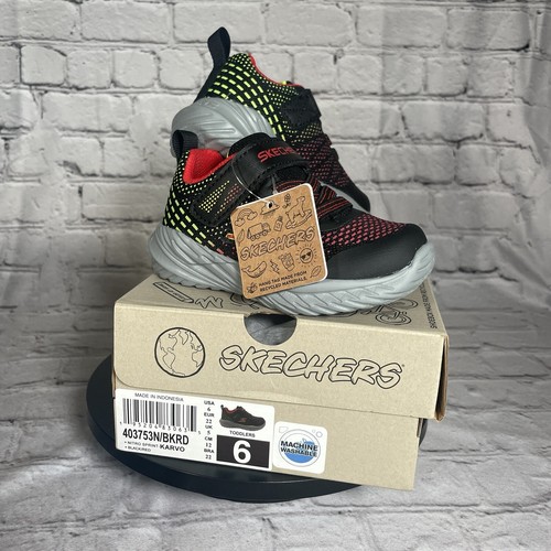 Skechers Nitro Sprint Karvo Jungen Schuhe Kleinkind Schuhe Größe 6 schwarz und rot - Bild 10 von 12