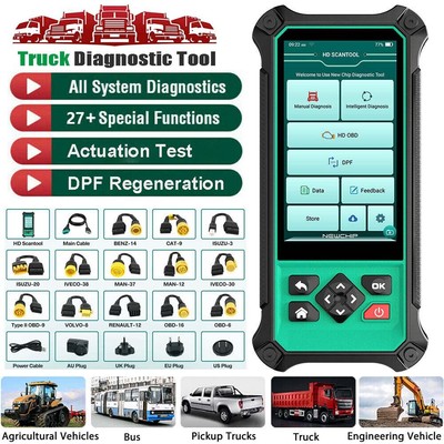 NEWCHIP HDT301 LKW Truck 24V Heavy Duty Diesel OBD2 Scanner Profil Diagnosegerät