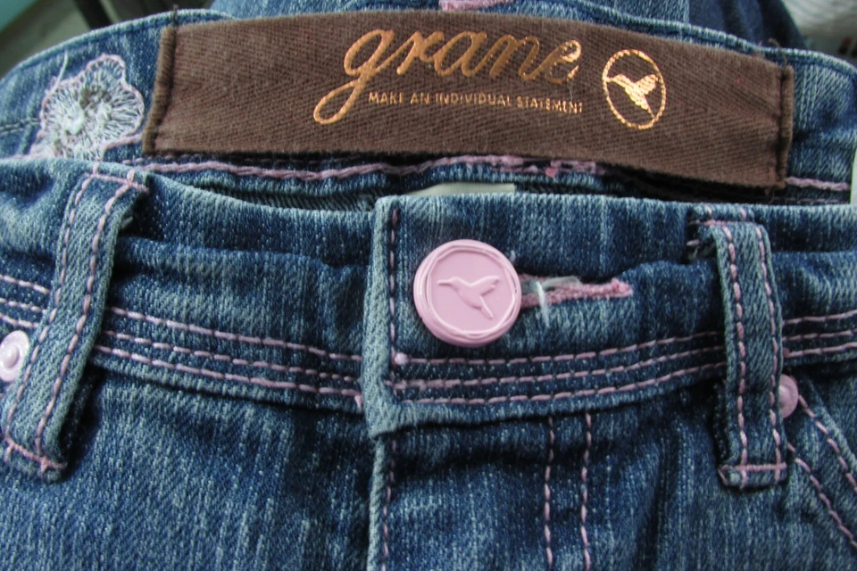 Pantalones Cortos Denim Marca Grane Niñas Talla 12 Rosa Bordados Bolsillos Cortes Nuevos Foto 2 de 4