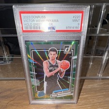 Panini 2023 Donruss Rated Rookie Victor Wembanyama Holo Green Laser #220 PSA 9