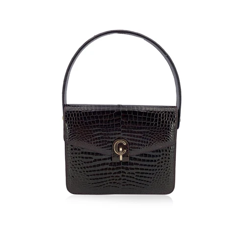 Authentique sac à main Christian Dior rare vintage en cuir marron avec fermeture CD