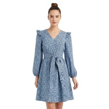 J.Crew Antique Navy Blue Cotton Puff-sleeve Mini Dress, S SRP: $100