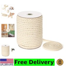 Macrame Cord 10mm x 33yd 100 Natual Cotton Macrame Rope 3 Strand Twisted...