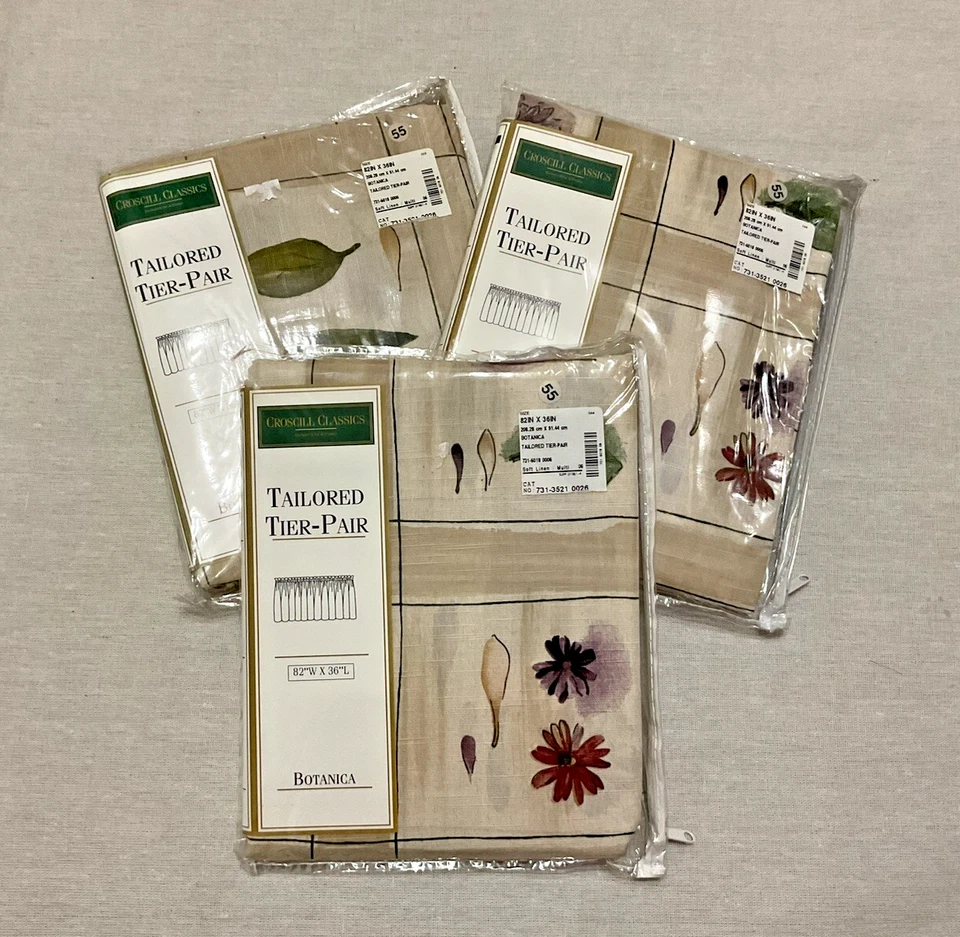 De colección Croscill Botanica 9316 Par de niveles a medida, lino/multicolor 82WX36L EE. UU. Foto 4 de 4