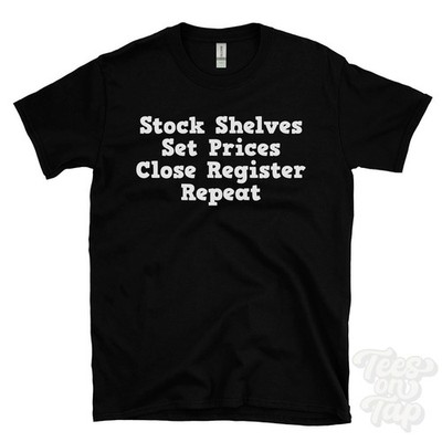 LAGERREGALE SET PREISE SCHLIESSEN REGISTER WIEDERHOLUNG T-SHIRT Shop Planspiele
