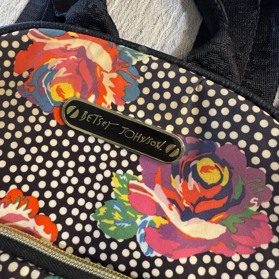 Betsey Johnson Mini Backpack Polka Dot and Pink Rose Gold Hardware - Image 3 of 4