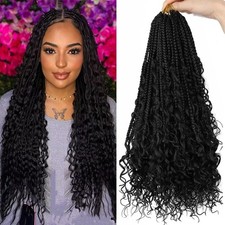 Goddess Box Braids Crochet Hair 18 Inch 8 Packs Pre Looped Boho Synthetic 1B