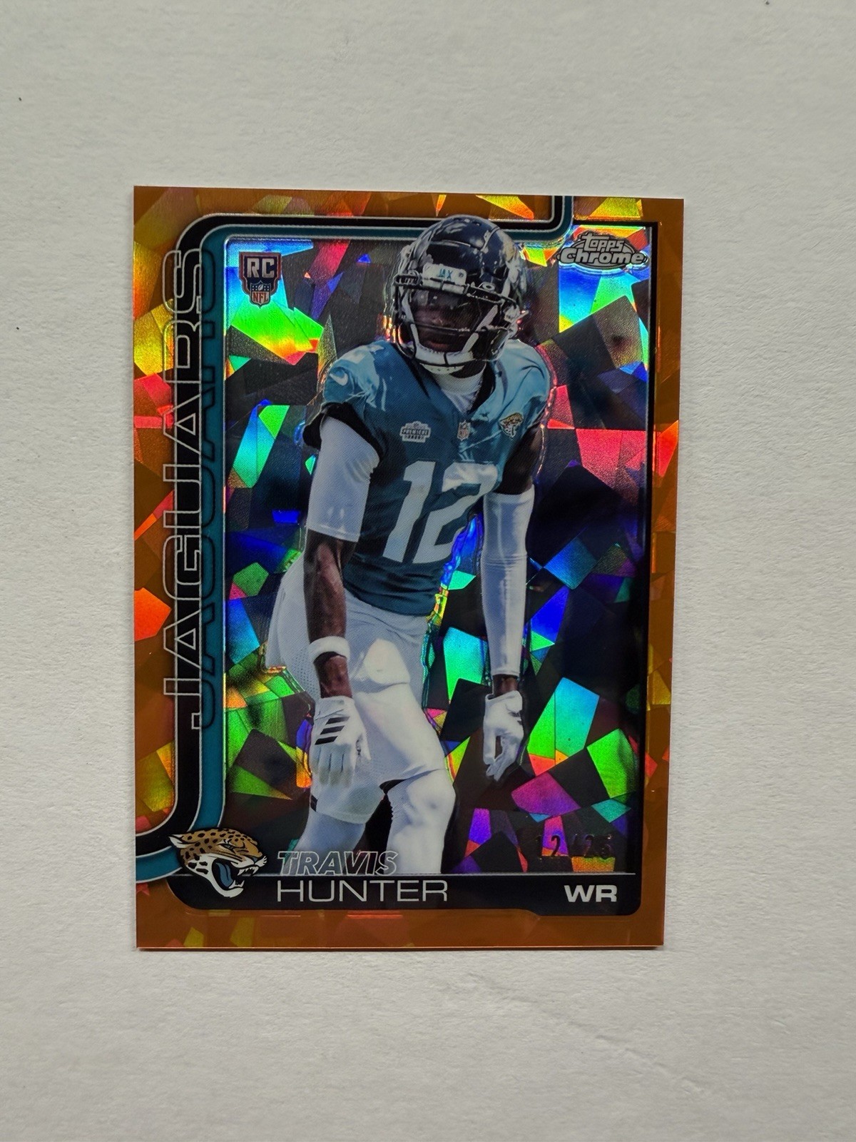 2025 Topps Chrome Sapphire Travis Hunter Orange Rookie Jersey # 12/25